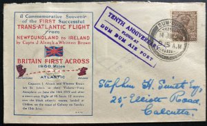 1929 Dum Dum India Trans Atlantic Flight Steven Smith Signed Cover to Calcutta