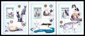 [95686] Guinea 2002 Pets Cats Bobtail Bombay 3 Imperf. Single Sheets MNH