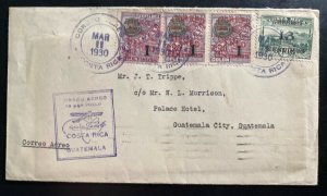 1930 San Jose Costa Rica First Flight Airmail Cover to Guatemala