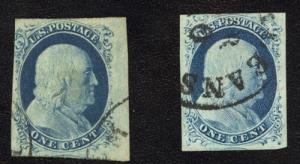 #9 (2), Two Used Singles. SCV $240
