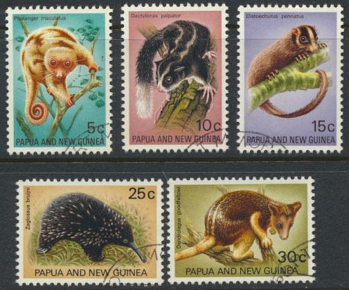 Papua New Guinea SG 195-199  SC# 323-327 used  Fauna - Animals  see details