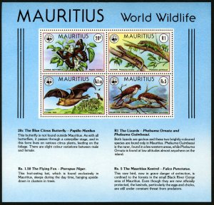 Mauritius #472a Cat$110, 1978 Wildlife Protection souvenir sheet, never hinged