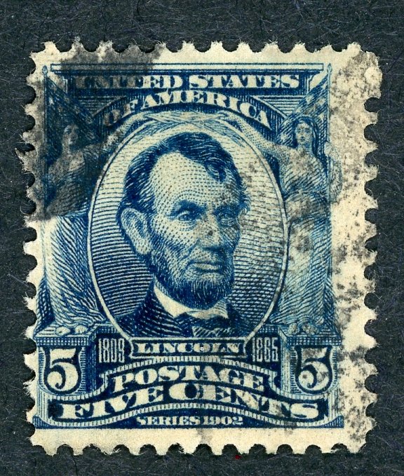 #304 – 1903 5c Lincoln, blue.  Used Avg.