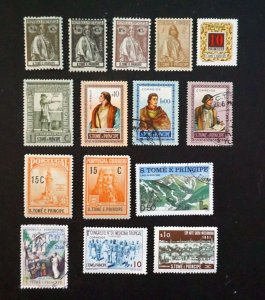 ST TOME E PRINCIPE   Lot of 15 stamps, mixed MH & used