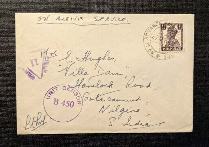 1944 Soldiers Mail No 12 Advance Base PO Calcutta India Dual Censored Cover