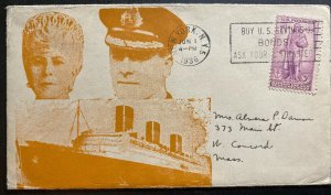 1936 New York USA History Of The Queen Mary Illustrated Cover To Concord Ma