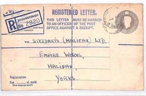 GB CHESHIRE Wirral *Bromborough* Registered Postal Stationery Cover 1950s BM121