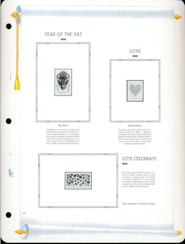 WHITE ACE 2020 US Commemorative Blocks Stamp Album Supplement VB