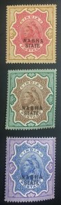 MOMEN: INDIA NABHA SG #31-33 1885-1900 MINT OG H £800 LOT #60001-55