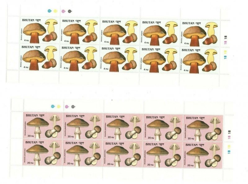 SPECIAL LOT Bhutan 1989 713-24 - Mushrooms - 10 Sets of 12v - MNH