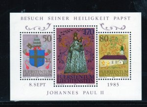 LIECHTENSTEIN #816 1985 STATE VISIT OF POPE JOHN PAUL II MINT VF NH O.G S/S
