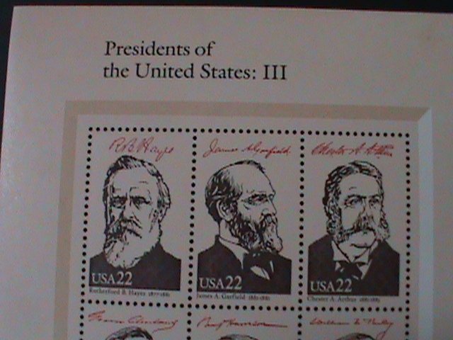 UNITED STATES-SC#2218 AMERIPEX'86 INTEL. STAMP SHOW-U.S PRESIDENTS-III MNH