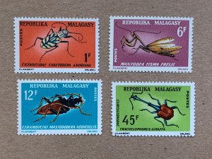 Malagasy 1966 Insects, MNH.  Scott 381-384, CV $7.85