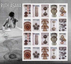 2020 55c Ruth Asawa, Japanese American Artist Scott 5504-5513 Mint Sheet of 20