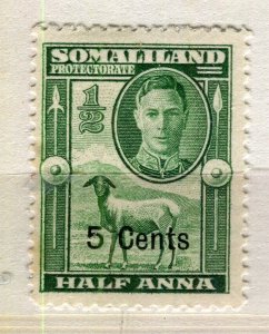 SOMALILAND PROTEC; 1951 early GVI surcharged issue Mint hinged 5c. value