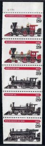 US#2847a MNH PANE OF 5 LOCOMOTIVES