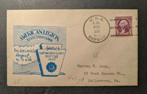 1933 USS Sapelo American Legion Navy Cachet Cover to Hellertown Pennsylvania