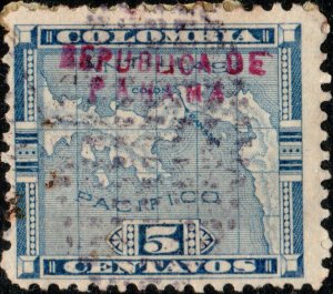 PANAMA - 1903 - Mi.35.III - 5c blue Map O/P type III - Fine Used 