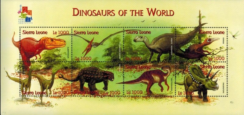 Sierra Leone MNH S/S Dinosaurs Of The World 2001 8 Stamps