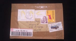 C) 2002. SPAIN. ENVELOPE SENT TO NETHERLANDS. MULTIPLE STAMPS OF REAL MADRID