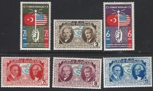Turkey #817-822 Mint Lightly Hinged Set of 6 cv $9.50