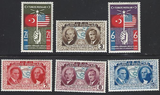 Turkey #817-822 Mint Lightly Hinged Set of 6 cv $9.50