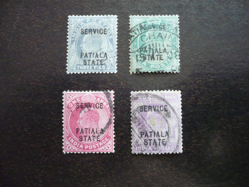 Stamps-Indian Convention State Patiala-Scott#O19-O22- Used Part Set of 4 Stamps