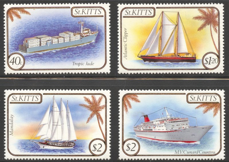 St Kitts Scott 165-68 MNHOG - 1985 Ships Set - SCV $9.00