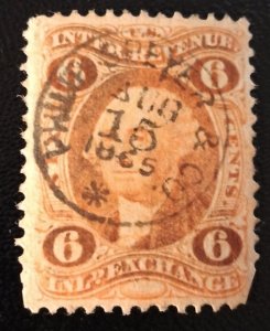 US #R30 Used 6c Inland Exchange Org Revenue Stamp 1863