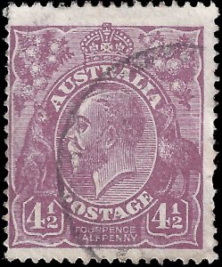 Australia Sc 35 KGV 4 1/2d violet 1914 used vg (copies 2-5)