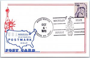 US POSTAL CARD SPECIAL EVENT POSTMARK MOUNTAIN STATE FOREST FESTIVAL ELKINS WV