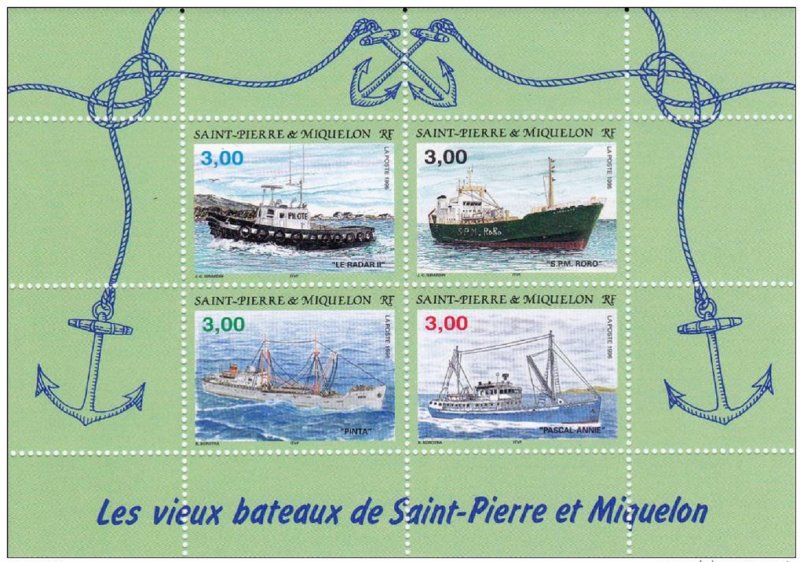 St. Pierre & Miquelon 1999, Souvenir Sheet, Ships & Boats Sc # 628, VF MNH**