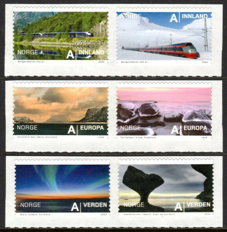 2009 Norway 1680-1685Paar Train, Rocky Coast, Northern Lights 15,00 €