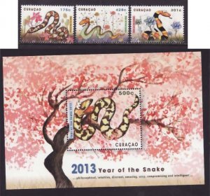 Curacao-Sc#103-6- id8-unused NH set + sheet-Chinese New Year of the Snake-2013-