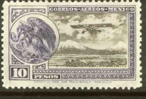 MEXICO C19, $10P Early Air Mail Plane and coat of arms MINT, NH. F-VF.