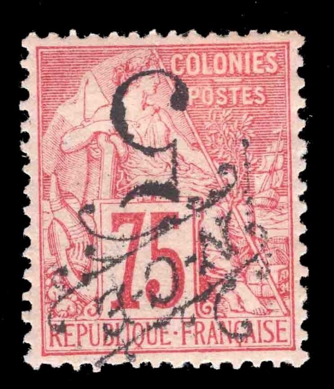 MOMEN: FRENCH COLONIES NEW CALEDONIA SC #36a INVERTED OVPT MINT OG H LOT #66084