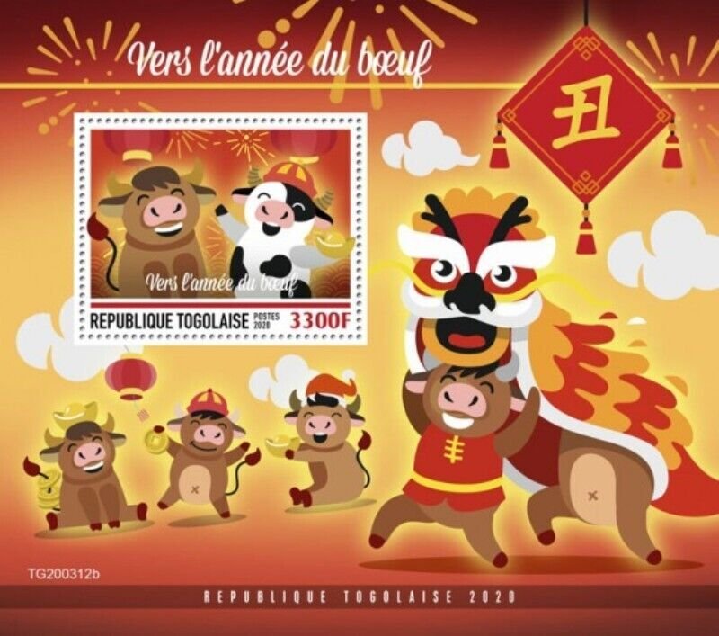 Togo - 2020 Chinese Year of the Ox - Stamp Souvenir Sheet - TG200312b