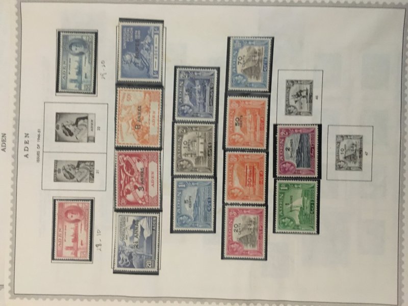 Collection of Aden stamps on Minkus pages