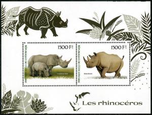 HERRICKSTAMP NEW ISSUES IVORY COAST Rhinoceros Sheetlet