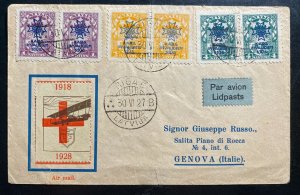 1930 Riga Latvia Early Airmail Cover To Genova Italy