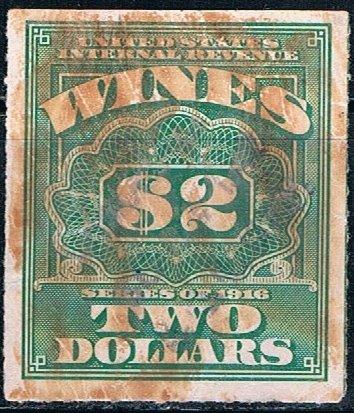 USA RE52, $2 Wine Numeral, used,  VF, stained