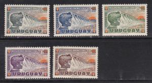 Uruguay # B5-7, CB1-2, Boy, Dam & Rising Sun, Mint NH 1/2 Cat.