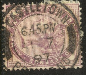 GREAT BRITAIN 1881 QV 1d Lilac Portrait Issue Sc 89 CASTLETOWN Pmk VFU