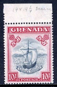 GRENADA — SG 163e — 1943 10/- KGVI SEAL BLUE BLACK & CARMINE P14— MNH — SG £50