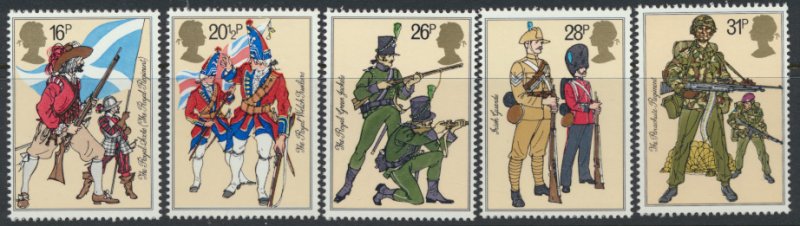 GB SC# 1022-1026   SG 1218-1222    MNH  British Army Uniforms  1983