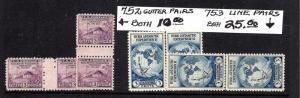 752,753,756-765,766a-770a Mint,OG,NH...C/L Blocks,Gutter Pairs,Line Pairs