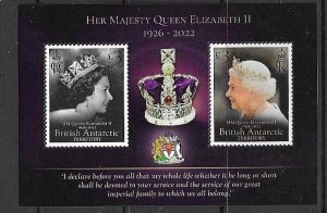 BRITISH ANTARCTIC TERR. 2022 QUEEN ELIZABETH 1926-2022 MINIATURE SHEET MNH