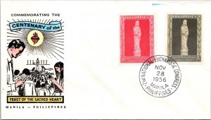 Philippines FDC 1956 - Centenary Feast of Sacred Heart - 20c/5c Stamp - F43276