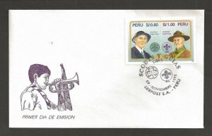 1995 Boy Scouts Girl Guides Peru FDC Olave & BadenPowell