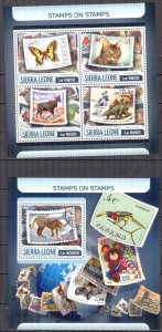 Sierra Leone 2017 Stamps on Stamps Butterflies Dinosaurs Cats sheet + S/S MNH